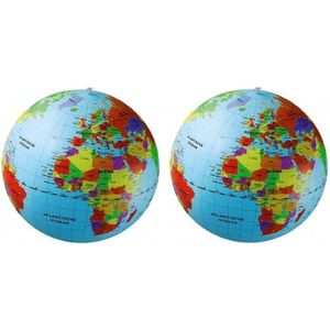 2x Glanzende Wereldbol Voor Kids 50 cm - Strandballen