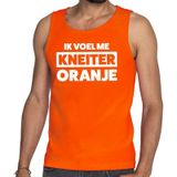 Oranje tekst tanktop / mouwloos shirt Ik voel me kneiter oranje voor heren -  Koningsdag kleding