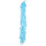 Boland Carnaval verkleed boa met veren - 2x - turquoise blauw - 180 cm - 50 gr - Glitter and Glamour