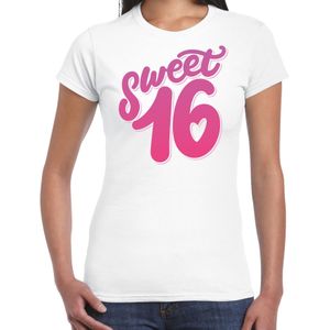 Sweet 16 cadeau t-shirt / outfit wit dames - dames shirt 16 jaar - verjaardag kleding