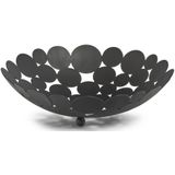 2x Zwarte ronde fruitschalen stippen metaal 29 cm - Zeller - Keukenaccessoires/benodigdheden - Fruitschalen/fruitmanden - Fruitschalen van metaal
