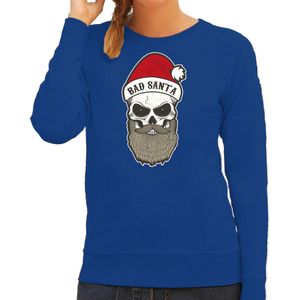 Bad Santa foute Kerstsweater / kersttrui blauw voor dames - Kerstkleding / Christmas outfit