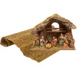 Complete kerststal inclusief 8 beelden en ondergrond 38 cm - Kerststallen