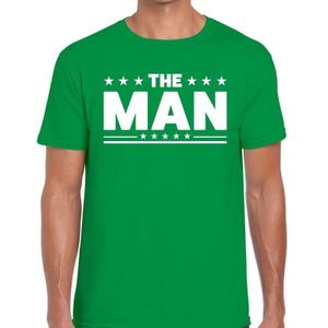 The Man tekst t-shirt groen heren -  feest shirt The Man voor heren