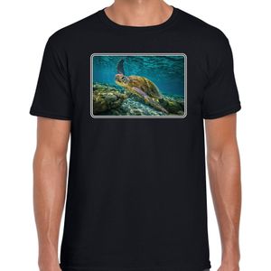 Dieren shirt met schildpadden foto - zwart - voor heren - natuur / zeeschildpad cadeau t-shirt - kleding