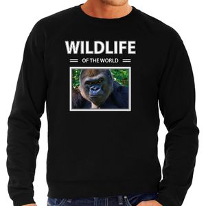 Dieren foto sweater Aap - zwart - heren - wildlife of the world - cadeau trui Gorilla apen liefhebber
