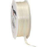 2x Luxe Hobby/decoratie creme satijnen sierlinten 0,6 cm/6 mm x 50 meter- Luxe kwaliteit - Cadeaulint satijnlint/ribbon