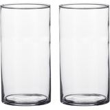 Set van 2x Stuks Transparante Cilinder Vaas/Vazen van Glas 9 X 15 cm