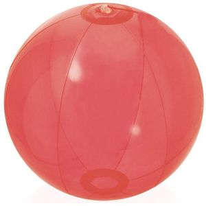 Opblaasbare strandbal plastic transparant rood 28 cm - Strand buiten zwembad speelgoed