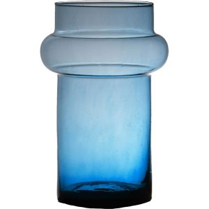 Hakbijl Glass Bloemenvaas Luna - transparant blauw - eco glas - D16 x H25 cm - cilinder vaas