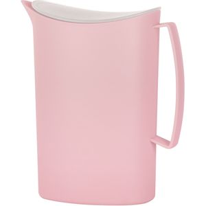 Juypal Schenkkan/waterkan - roze - 2 liter - kunststof - L20 x H23 cm - met deksel