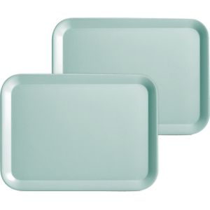 Set van 2x stuks aqua blauwe dienbladen rechthoek melamine 44 x 32 cm - Keukenbenodigdheden - Dranken serveren