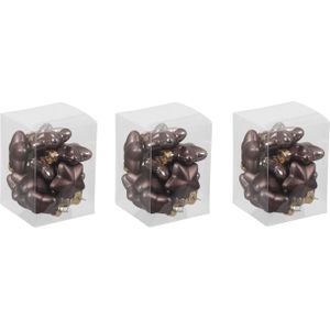 36x Sterretjes kersthangers/kerstballen donkerbruin (chestnut) van glas - 4 cm - mat/glans - Kerstboomversiering