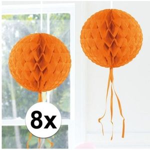 8x Decoratie bol oranje 30 cm