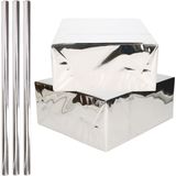3x Rollen inpakpapier / cadeaufolie metallic zilver 200 x 70 cm - kadofolie / cadeaupapier