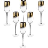 Set van 12x champagneglazen/flutes gouden rand 210 ml Arya van glas - Champagne glazen