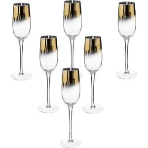 Set van 12x champagneglazen/flutes gouden rand 210 ml Arya van glas - Champagne glazen