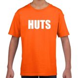 HUTS tekst t-shirt oranje kids - kids shirt HUTS - oranje kleding
