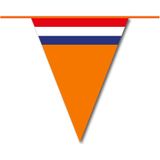 Bellatio Decorations - Oranje Holland vlaggenlijnen - 10x stuks van 10 meter - 2 soorten plastic vlaggetjes