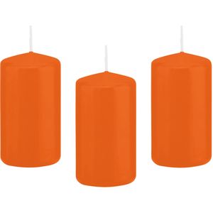 10x Oranje cilinderkaarsen/stompkaarsen 6 x 12 cm 40 branduren - Geurloze kaarsen oranje - Woondecoraties