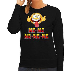 Funny emoticon sweater Ne ne ne ne ne zwart voor dames -  Fun / cadeau trui