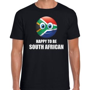Zuid-Afrika Happy to be African landen t-shirt met emoticon - zwart - heren -  Zuid-Afrika landen shirt met Zuid-Afrikaanse vlag - WK / Olympische spelen outfit / kleding