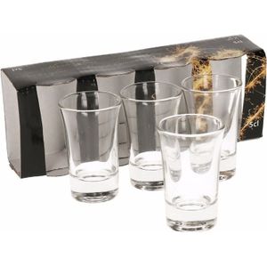 20x stuks glazen luxe shotglaasjes 5 cl - voor drankspelletjes/shotjes van glas