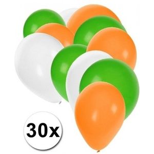 30x ballonnen groen wit oranje