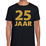 25 jaar goud glitter verjaardag t-shirt zwart heren - verjaardag / jubileum shirts