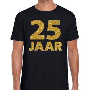 25 jaar goud glitter verjaardag t-shirt zwart heren - verjaardag / jubileum shirts