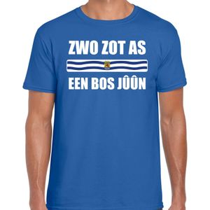 Zwo zot as een bos juun met vlag Zeeland t-shirt blauw heren - Zeeuws dialect cadeau shirt