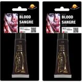 2x stuks tube vloeibaar horror nepbloed schmink 20 ml - Halloween verkleed accessoires/make-up