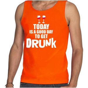 Oranje fan wijn tanktop voor heren - today is a good day to get drunk - Koningsdag - mouwloos t-shirt - EK/ WK kleding