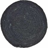 8x Placemats rond rotan handgemaakt zwart 38 cm - Natuurlijke placemats/onderleggers tafeldecoratie - Tafel dekken