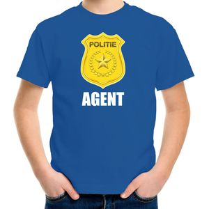 Agent politie embleem t-shirt blauw voor kinderen - politie - verkleedkleding / carnaval kostuum