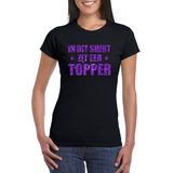 Toppers In dit shirt zit een Topper paarse glitter t-shirt zwart voor dames - Toppers shirts
