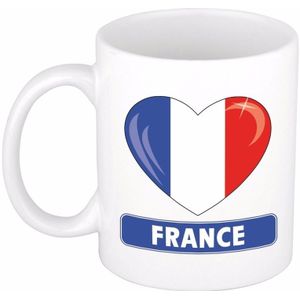 Hartje vlag Frankrijk mok / beker 300 ml - Franse thema landen supporters feestartikelen