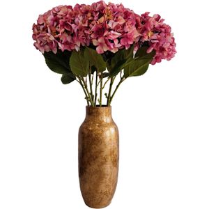 DK Design Kunstbloemen boeket Hortensias - 8 stelen - fuchsia roze - 109 cm - Kunst zijdebloemen