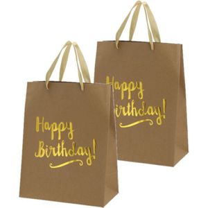 Set van 4x stuks papieren verjaardag giftbags/cadeau tasjes Happy Birthday 27 x 34 x 15 cm - cadeau tassen