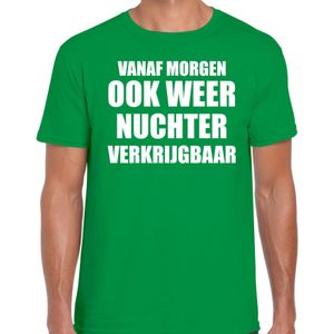 Feest t-shirt - morgen nuchter verkrijgbaar - groen - heren - Party outfit / kleding / shirt