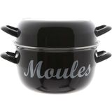 Set van 3x stuks mosselpannen/mosselpotten emaille 24 cm Moules - Cosy and Trendy - Mosselen koken