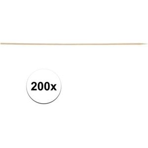 200x Grote/lange houten prikkers 20 cm - 200 stuks - Sate/sjasliek/shaslick/hapjes/traktatie stokjes