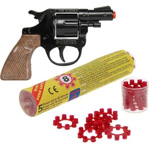 Gohner politie agent verkleed speelgoed revolver/pistool - metaal - met  240 schots plaffertjes