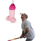 Piemel Pinata feestpakket met stok en piemel oogmasker - papier - 46 x 30 cm - vrijgezellenfeesten