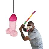 Piemel Pinata feestpakket met stok en piemel oogmasker - papier - 46 x 30 cm - vrijgezellenfeesten