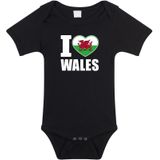 I love Wales baby rompertje zwart jongens en meisjes - Kraamcadeau - Babykleding - Wales landen romper