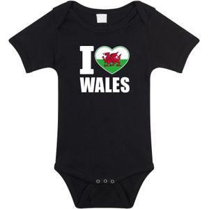 I love Wales baby rompertje zwart jongens en meisjes - Kraamcadeau - Babykleding - Wales landen romper