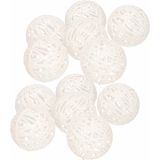 12x Rotan kerstballen wit met glitters 5 cm - kerstboomversiering - Kerstversiering/kerstdecoratie wit