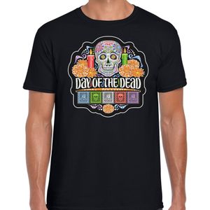 Day of the dead / Dag van de doden verkleed t-shirt zwart voor heren - horror / Halloween shirt / kleding / kostuum / sugar skull