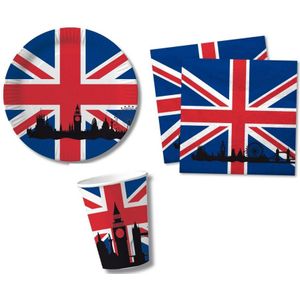 Tafel dekken versiering set vlag United Kingdom thema voor 40x personen - Bekertjes - Bordjes - Servetten
